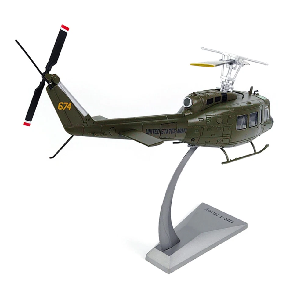 29cm Diecast Alloy 1/48 Scale USA UH-1 Huey Helicopter Aircraft Model with Stand - Image 3 of 4