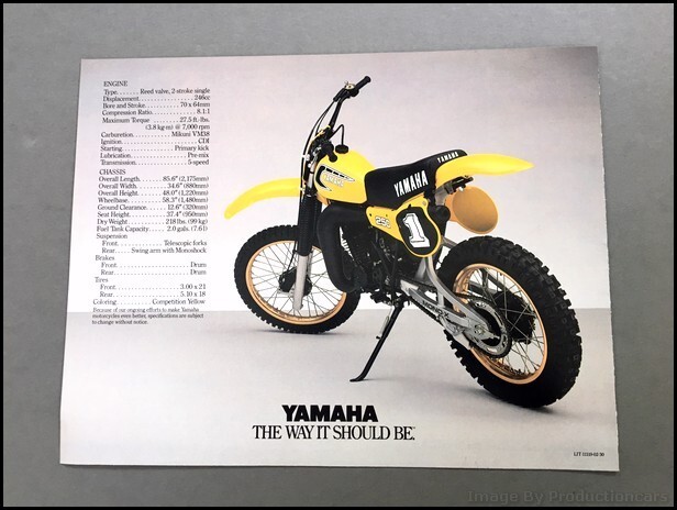 1981 Yamaha YZ250 Motorcycle Dirt Bike Vintage Original Sales
