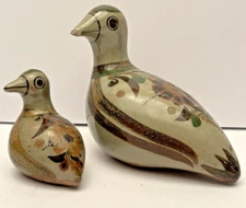 Vintage Pair of Tonala Pottery Birds - by Jorge Wilmot - Mexican Folk Art