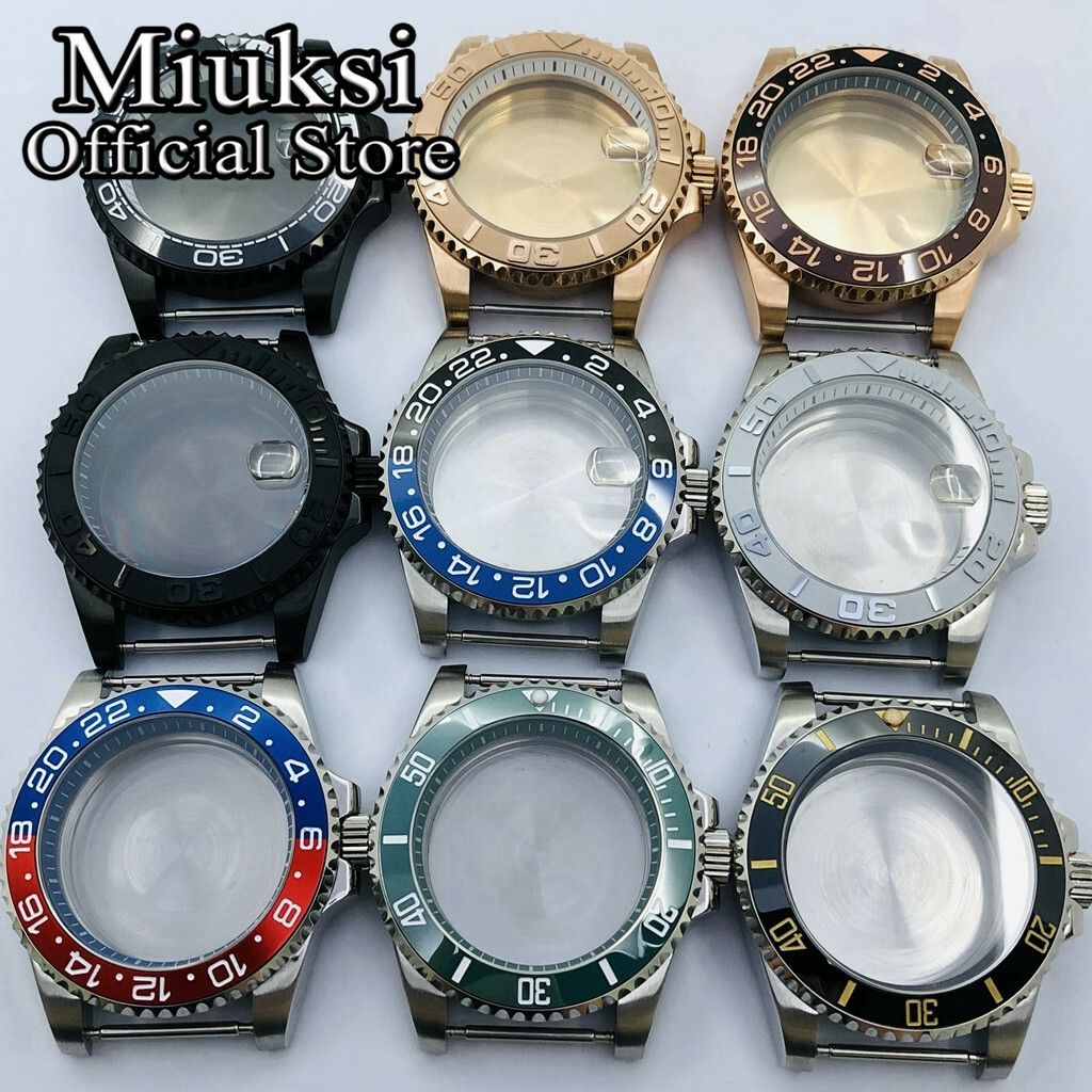 Miuksi 40mm case ceramic bezel sapphire glass chapter ring fit