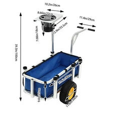 Fishing Cart Beach Wagon with Rod Holders Big Wheels 11.8" Tires for Sand 177lbs