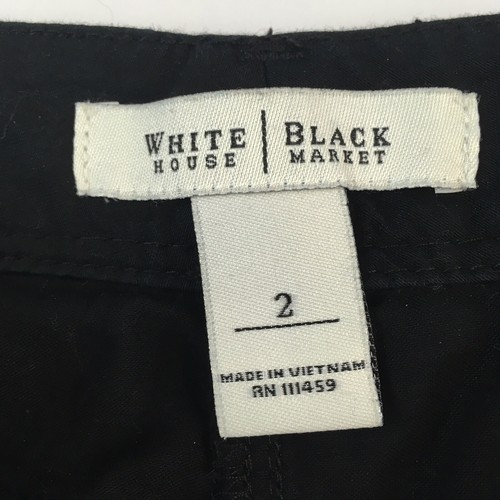 White House Black Market Womens 2 Ankle Pants Black White Stitching Stretch Work - Picture 11 of 12