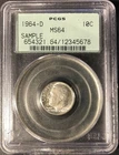 1964 D Roosevelt Dime PCGS MS 64 Old Sample Holder