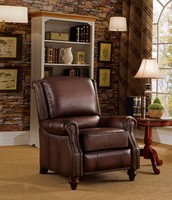 Churchill Traditional Genuine Brown Leather Pushback Reclining Chair on sale Churchill Traditional Genuine Brown Leather Pushback Reclining Chair on sale