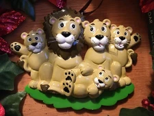Lion Family of 5 POLARX Personalizable Christmas Tree Ornament Special