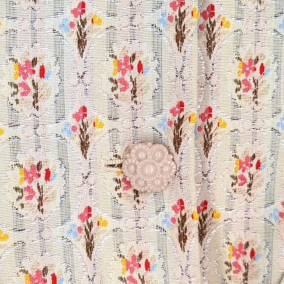VTG Womens Sag Harbor Tapestry Brocade Boho Blazer Jacket Ivory Pink Floral 16P - Image 4 of 4