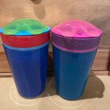 Nuby Snack N' Sip Cup Baby Kids No Spill Sippy Cups Bottles BPA Free Lot of 2