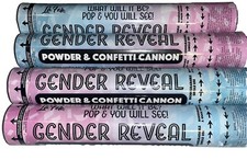 La Fete 4 Gender Reveal Powder  Confetti Cannon X4 12in It  s A Boy Its A Girl