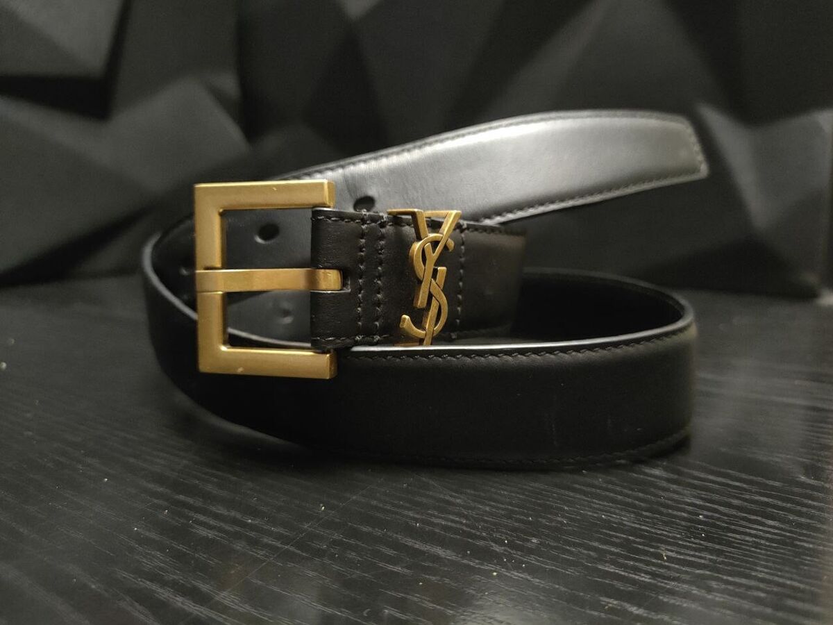 SAINT LAURENT Black LEATHER YSL-LOGO CASSANDRE Women's SAINT LAURENT Black LEATHER YSL-LOGO CASSANDRE Women's