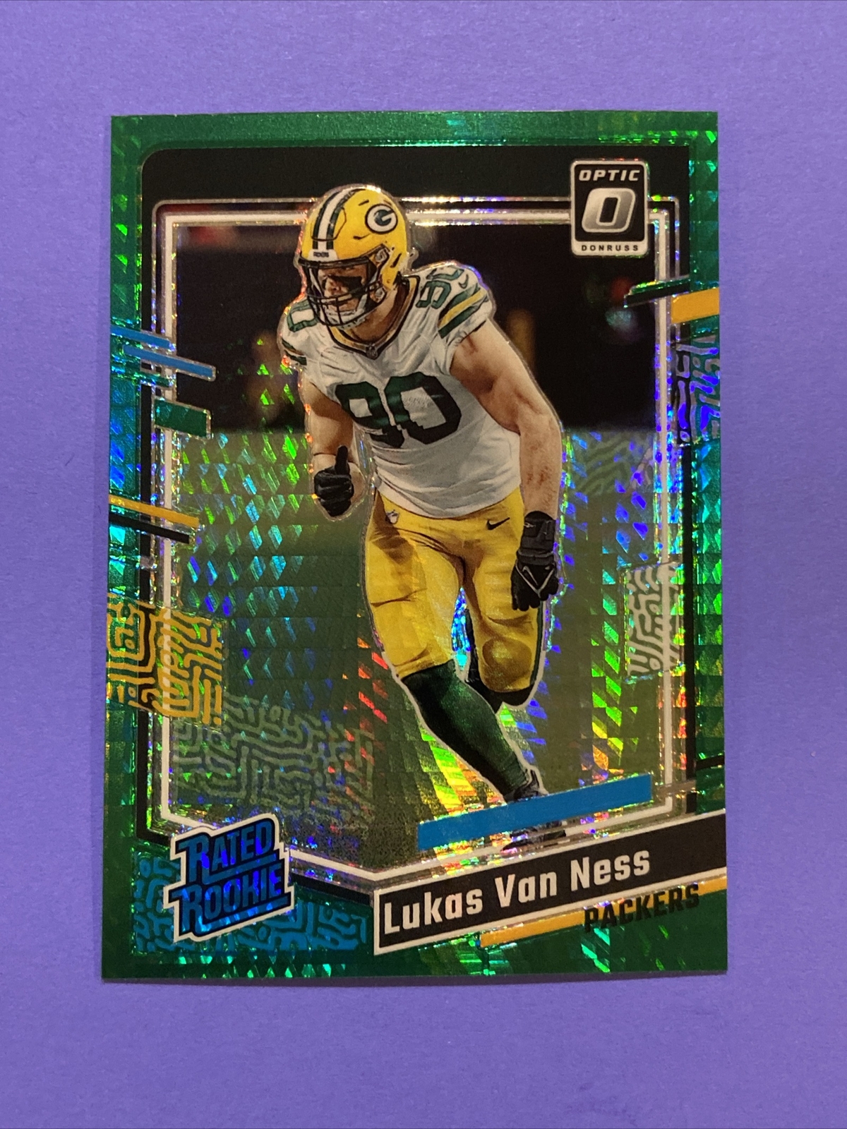Lukas Van Ness 2023 Donruss Optic Rated Rookie Green Hyper Prizm Packers #240