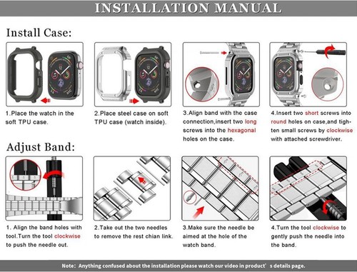 Metal Band Strap Case Cover Mod Kit For Apple Watch Series Ultra 49mm 8 ...