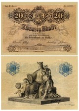 20 talarów, dwadzieścia talarów, prywatny bank w Gotha, rok 1857, reprodukcja