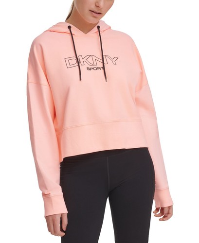 DKNY Women’s Ombre-Logo Cropped Hoodie, Orange, Small - 第 1/2 張圖片