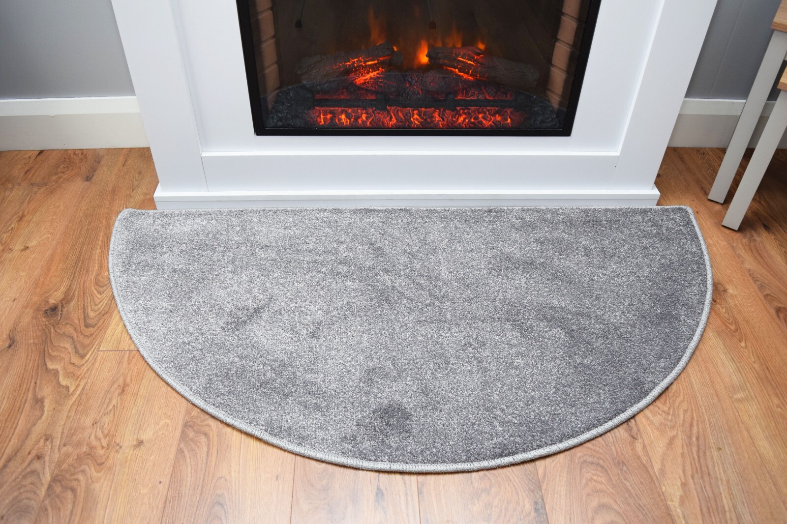 Half Moon Hearth Rug Large Grey Black Semi Circle Door Mat Thick Soft