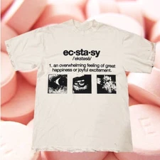 Ecstasy Vintage Graphic White Tee Reprint S-5XL