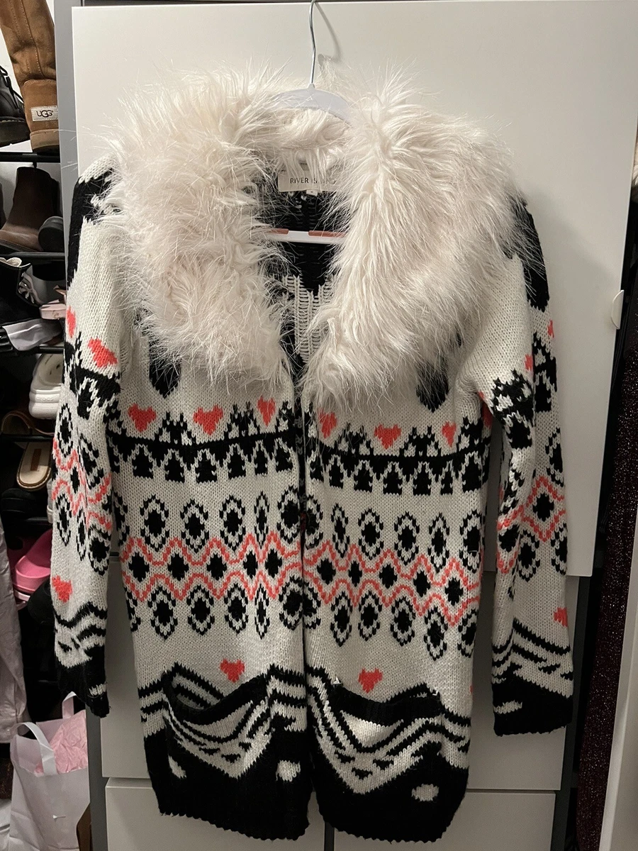River island shop fur collar cardigan