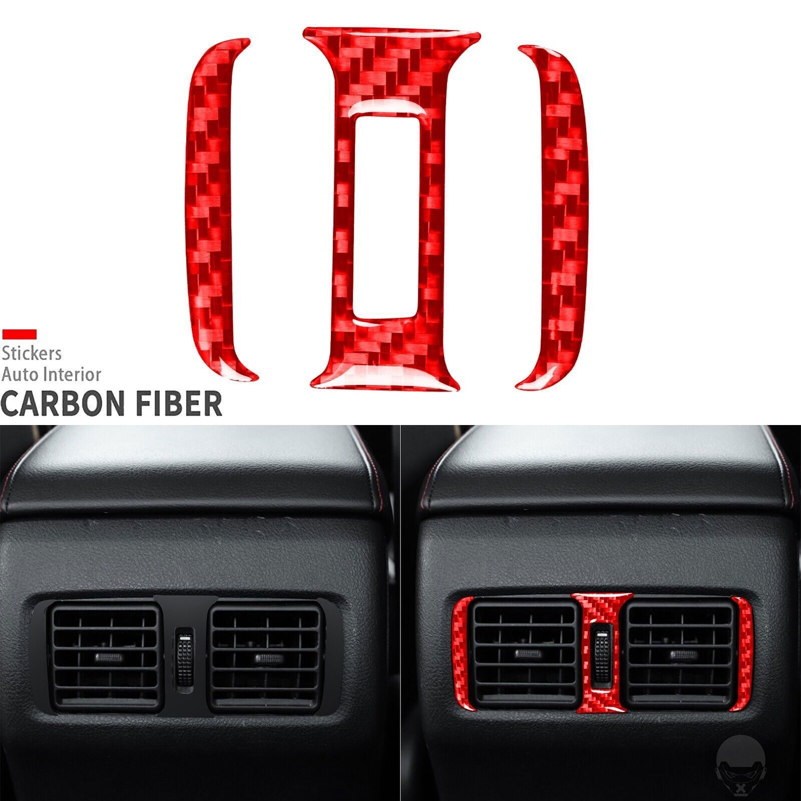 Red Carbon Fiber Interior Rear Air Vent Outlet Cover For Toyota 4Runner 2010-20