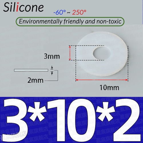 JUNTAS DE SELLO ARANDELA DE GOMA ANILLO PLANO DE ALTA TEMPERATURA SILICONA BLANCA DE 2 MM DE ESPESOR - Imagen 9 de 115