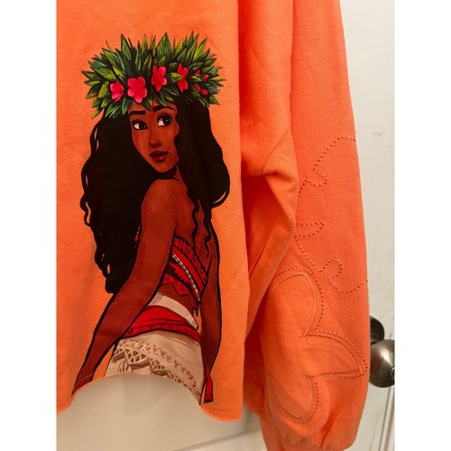 Disney Pullover Hoodie Moana Coral XL Cropped tasseled Drawstring Princess Fairy - Picture 4 of 6