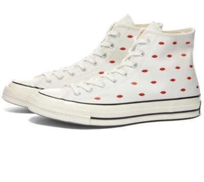 Converse Chuck 70 Embroidered Lips High Love Me - Vintage White A01601C Size 4.5