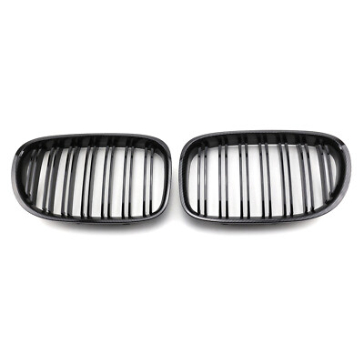 For 09-15 BMW 7 Series F02 Sedan Dual Line Carbon Fiber Style Front Grille 2PCS