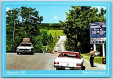 Moncton NB Magnetic Hill Cars Can Coast Up Hill Without Power Postcard