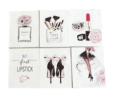 Fashion Wall Art Prints Set of 6 Pink Room Decor Pictures Decor Canvas Art 11x15