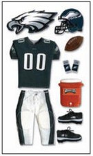 PHILADELPHIA EAGLES Football NFL Uniform 3D Sticker Set Scrapbooking Card Making