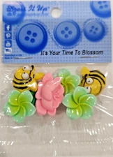 Dress It Up Time To Blossom Flower & Bee Buttons & Embellishments - 3D Cute 084