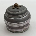 Vintage Metal Silver Round Powder Puff Music Box With Gold Nobs No Feet
