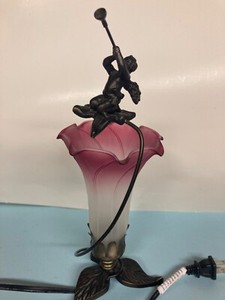 MEMORY LANE LAMP- Tall Trumpeting Angel Sculptured Bronze Lamp