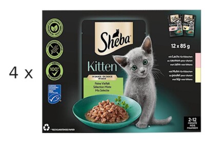 48 x 85 g SHEBA Kitten in Sauce (  9,06 /kg) Feine Vielfalt mit Lachs und Huhn