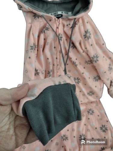 Women's Pink Joe Boxer Plush Hooded One Piece PJS SZ Large Snowflake heart - Picture 6 of 9