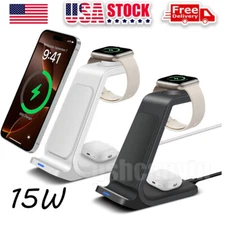 3in1 Wireless Charger Dock Station For Apple Watch Air Pods iPhone 16 Pro Max 15