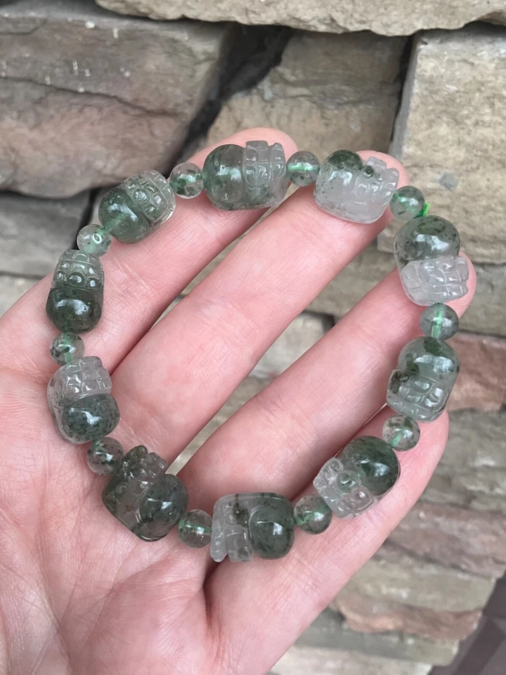 Moss 玛瑙 Pixiu 手镯 工匠 手工制作 — 第 2/4 张图片