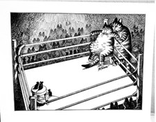 Kliban Vintage Calendar Print  Fight Night Boxing Feb 1979  Cat Calendar Book