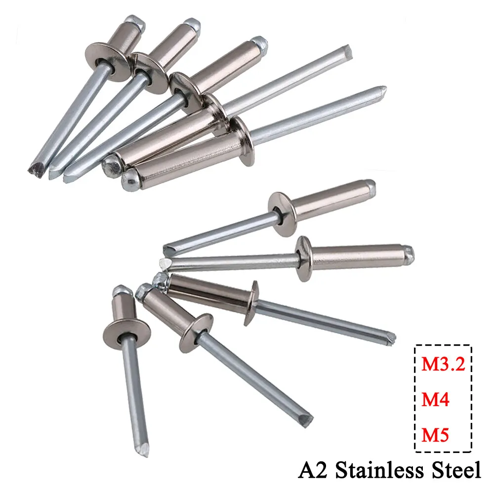 M3.2 M4 M5 Dome Head Pop Rivets Open Blind Rivets Metric A2 304 Stainless  Steel