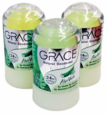 Grace Crystal Aloe Vera Mineral Deodorant Stick Natural Odor Protection 70g x 3