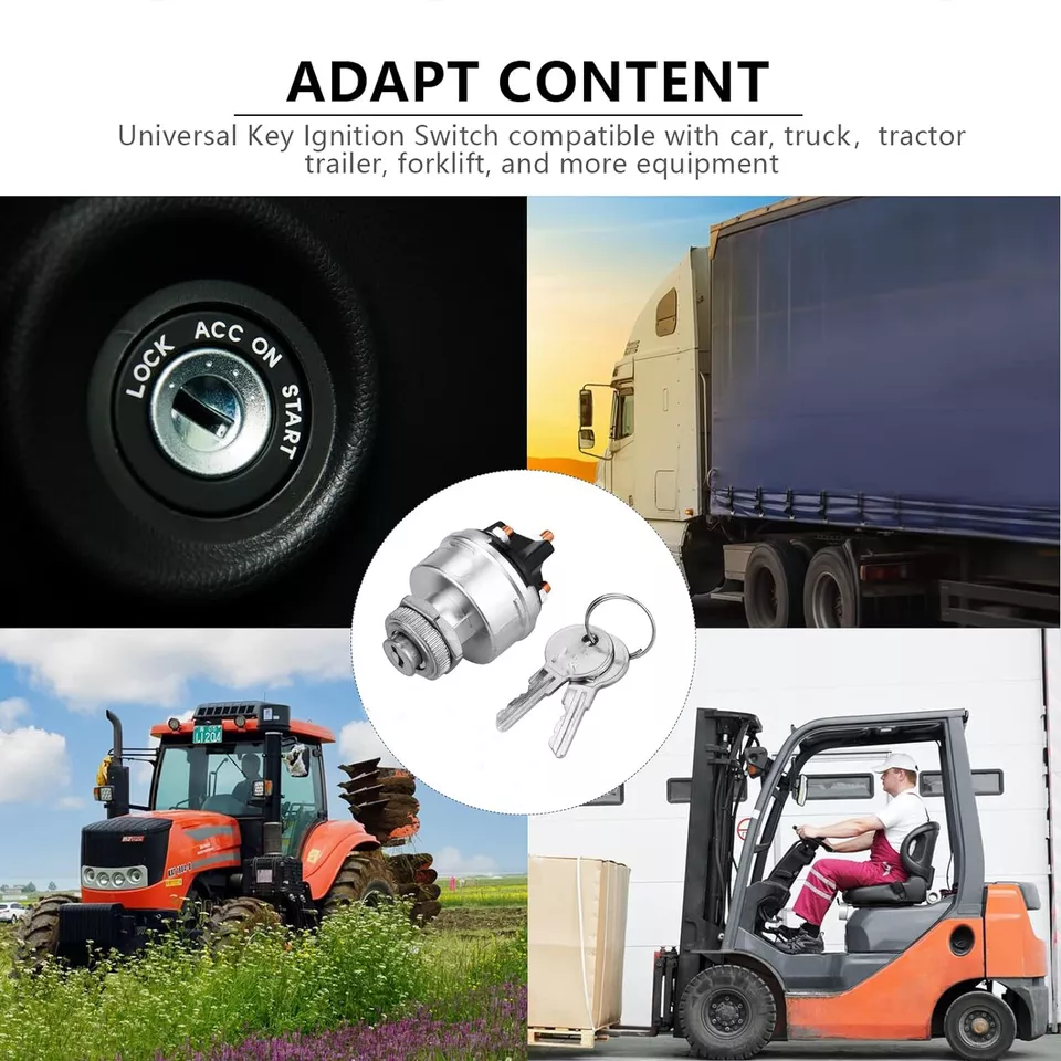 Universal Ignition Key Starter Switch For Car Tractor Trailer Truck W/ 2 Keys US - Foto 7