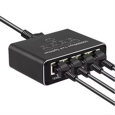 Gigabit Ethernet Splitter - 1 to 4 Network with USB Power Black