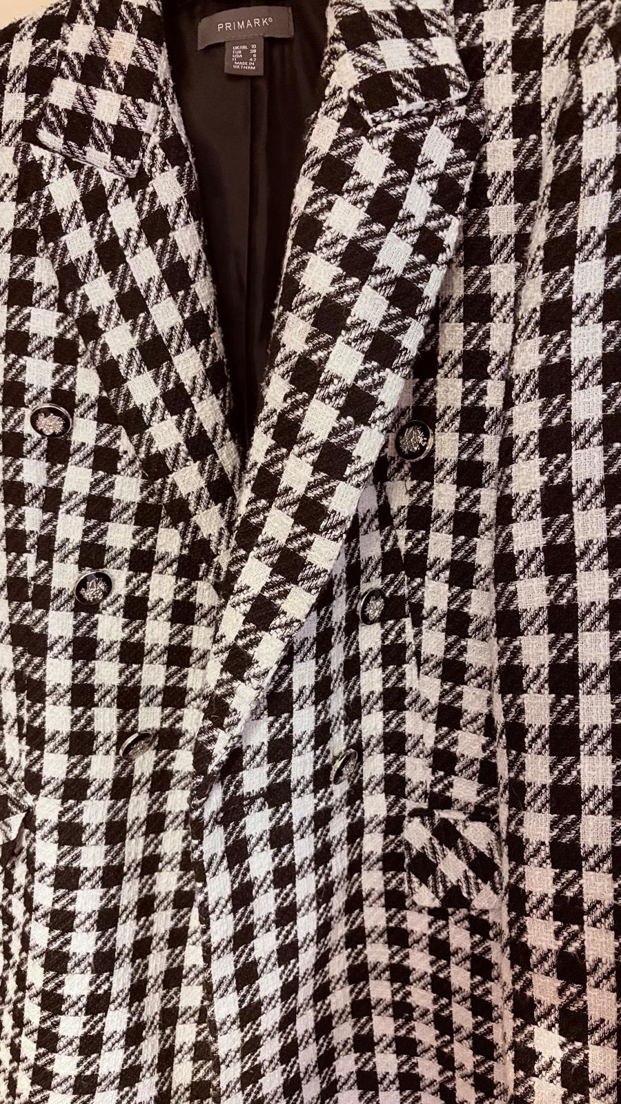 Primark Black and White Checked Houndstooth Blazer Size 10 image 2
