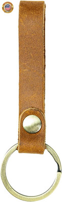 Leather Keychain with Button Strap - Durable Car Key Holder, Key Ring Organizer