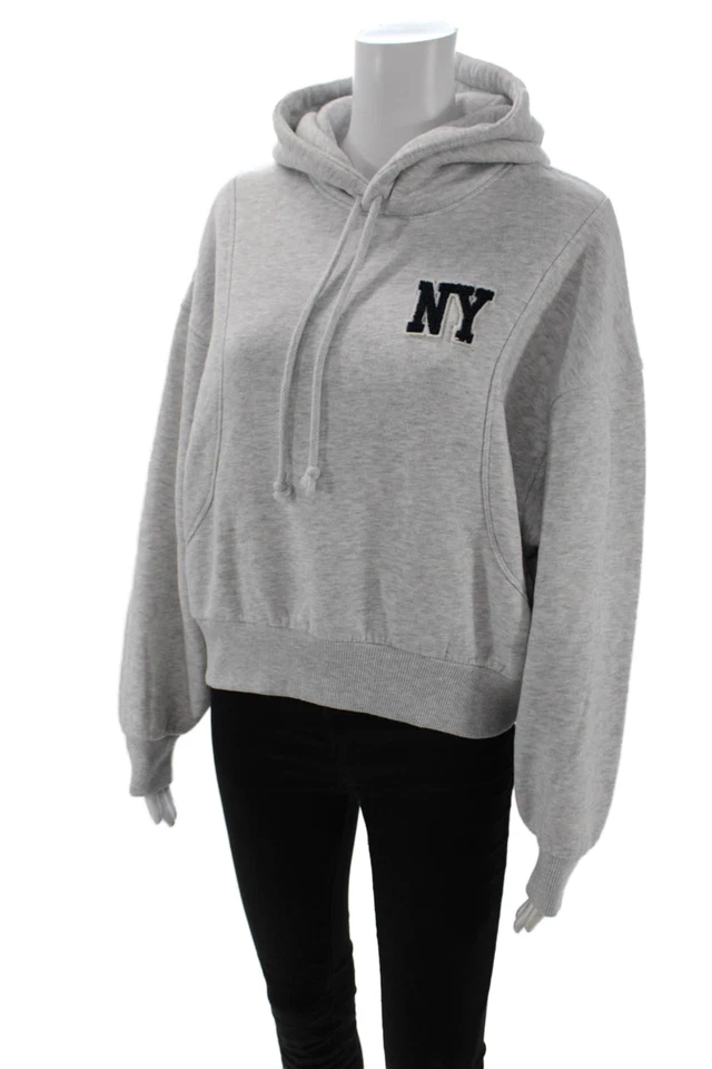 Zara Women Pullover Hoodies Gray Drawstring Long Sleeve Size S - Image 2 of 4