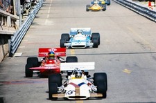 Pedro Rodriguez BRM P160 leads Ronnie Peterson March 711 Ford Jean- Old Photo 2