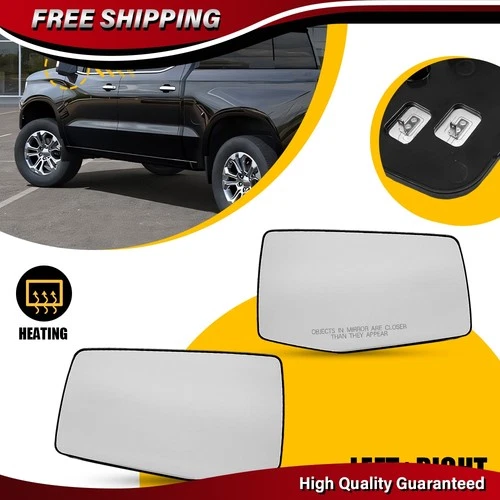 2X LH & RH Mirror Glass Heated For 2019-2024 Chevrolet Silverado GMC Sierra 1500