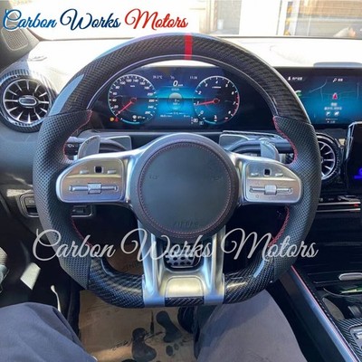 Real Carbon Fiber Steering Wheel For Mercedes-Benz AMG A35 C63 S63 E53 GLE GT