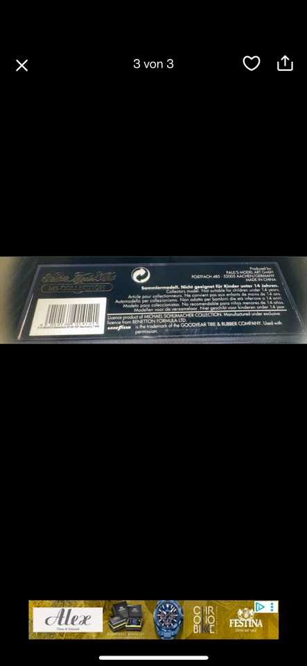 Michael Schumacher Collection – Benetton Renault B195 (Hockenheim 1995) – Minich - Bild 2 von 2