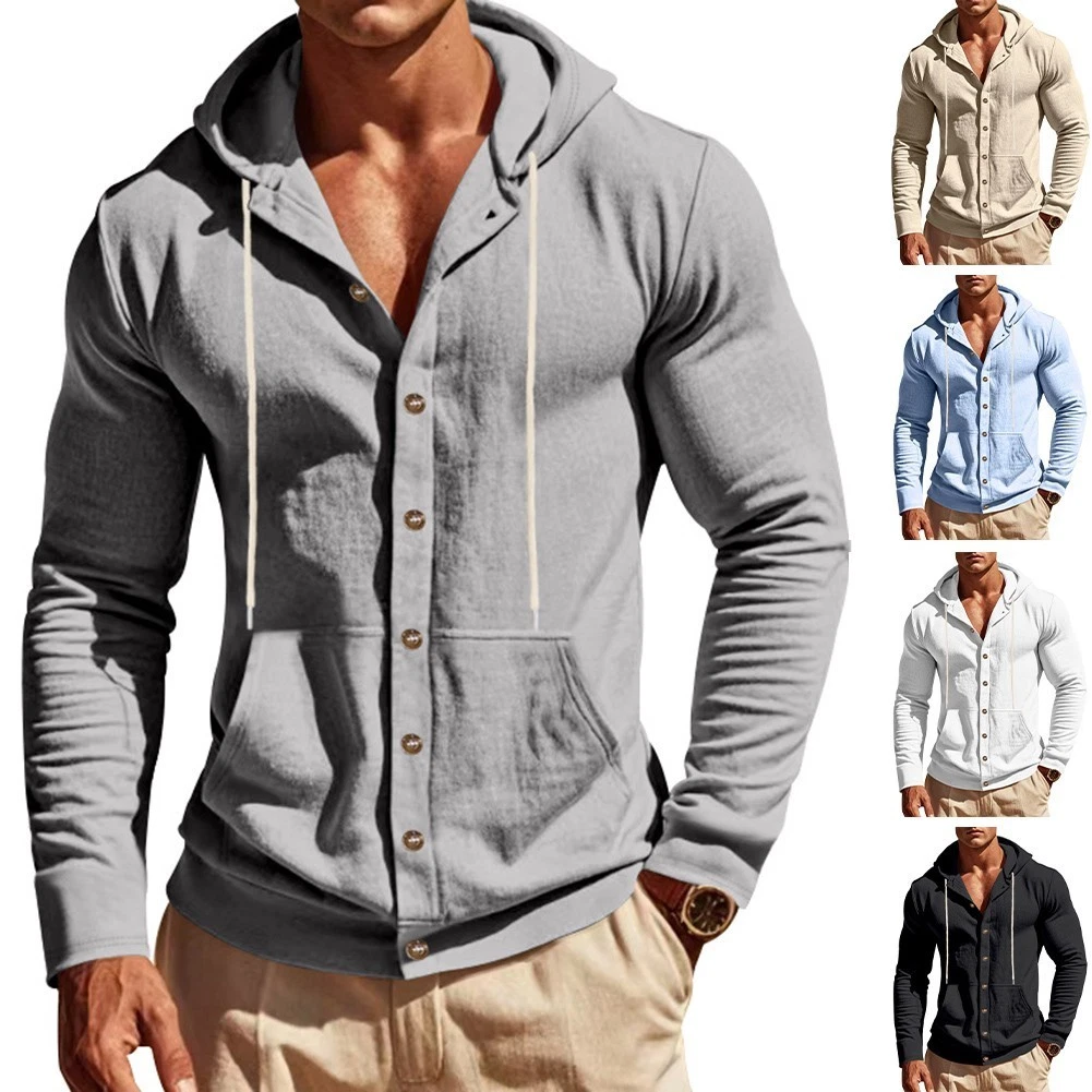 Mens Long Sleeve Linen Hoodie Shirt Casual Vintage Style For Everyday Wear
Opens in a new window or