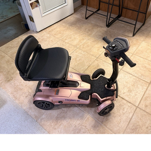 Transport 4M Pink 4-Wheel Mobility Scooter with Seat, Armrests & Tiller