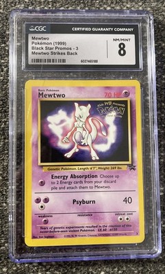 Mewtwo #3 Pokemon Black Star Promo CGC 8.0 NM/Mint Mewtow Strikes Back 1999